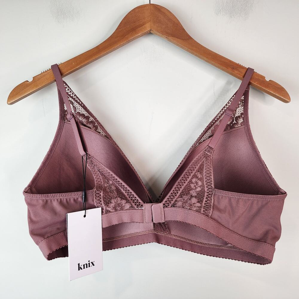 Knix Deep V‎ Lace Bralette Vintage Plum XXL NWT - Picture 4 of 7